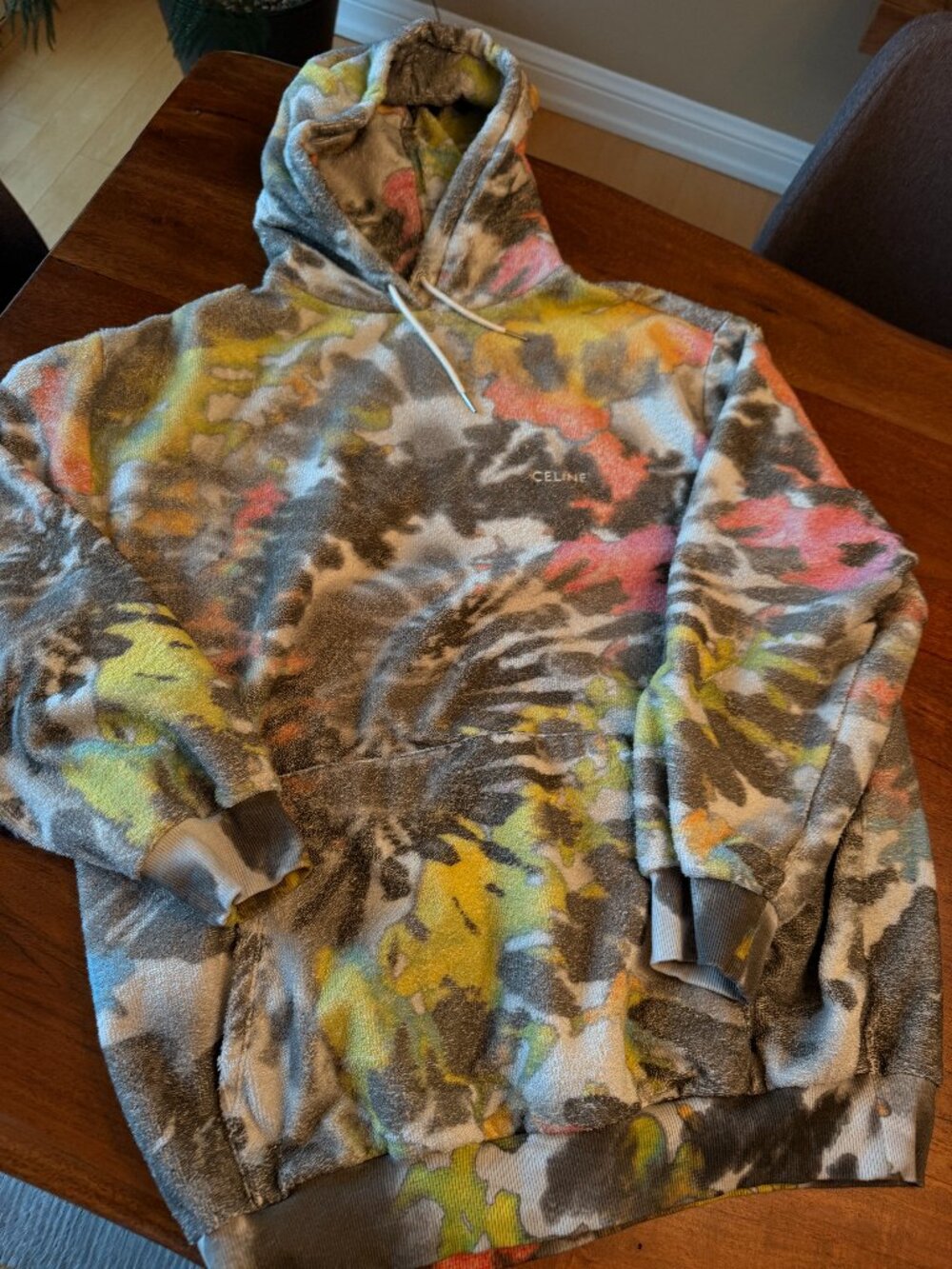 CELINE tie dyed terry cloth hoodie Oversized - Size Large